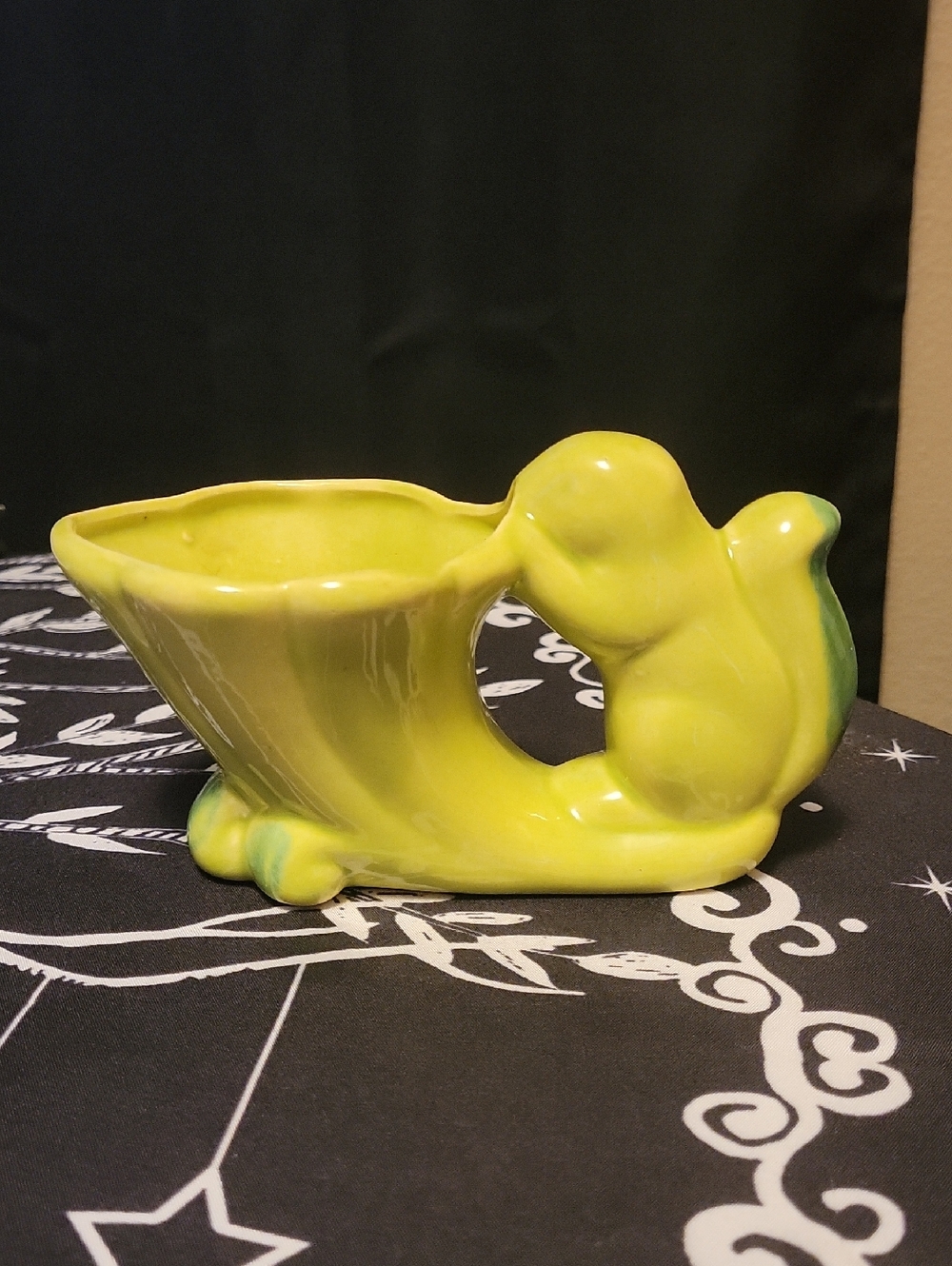 Vintage Ceramic Bird Planter in Bright Yellow